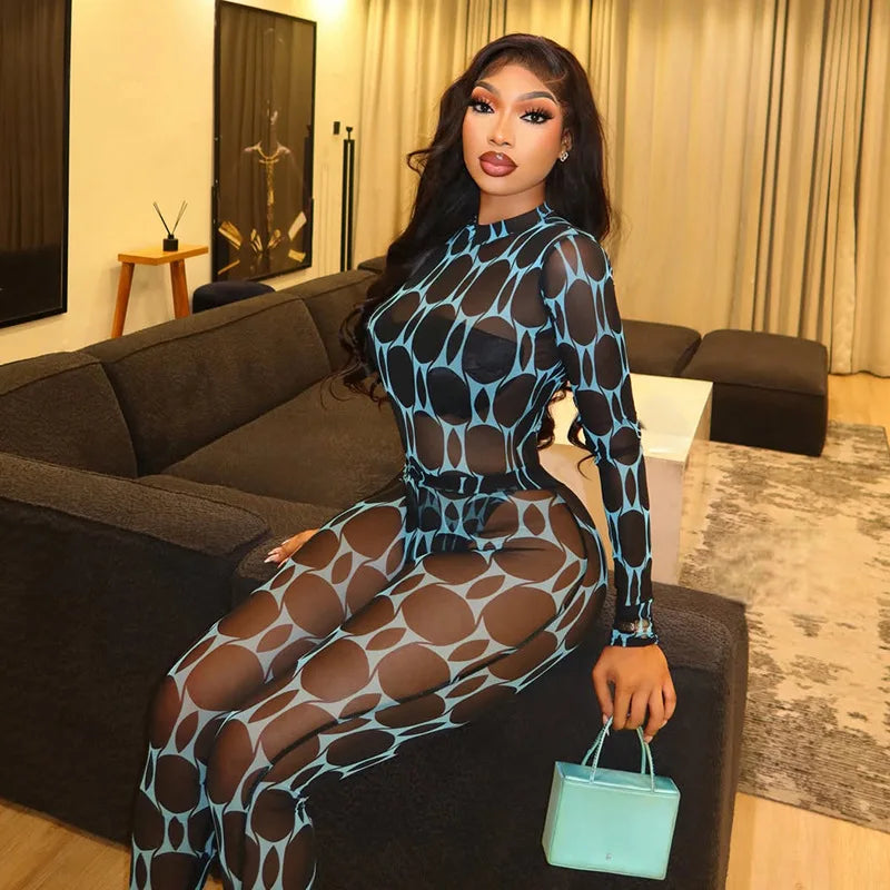 Geometric Mesh Bodysuit Set