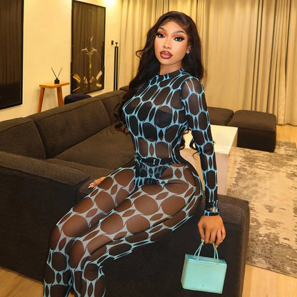 Geometric Mesh Bodysuit Set
