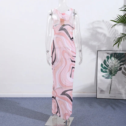 Marian Sheer Mesh Maxi Dress