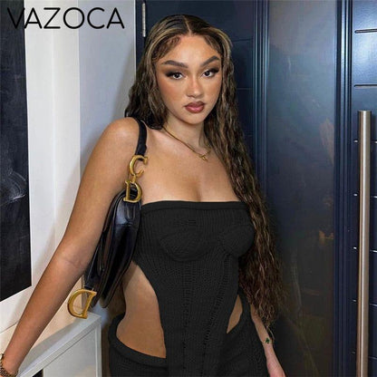 Irregular Knitted Sexy Set