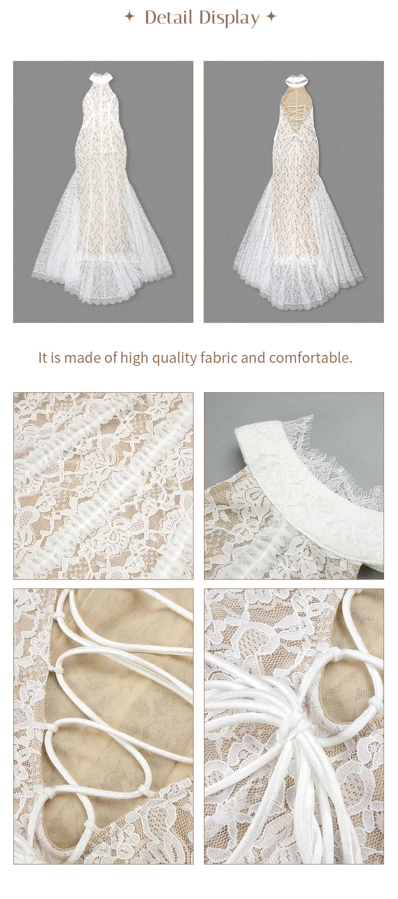 White Lace Mermaid Maxi Dress