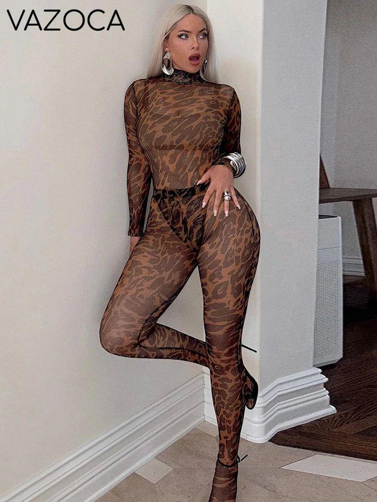 Amy Leopard Turtleneck Pants Set