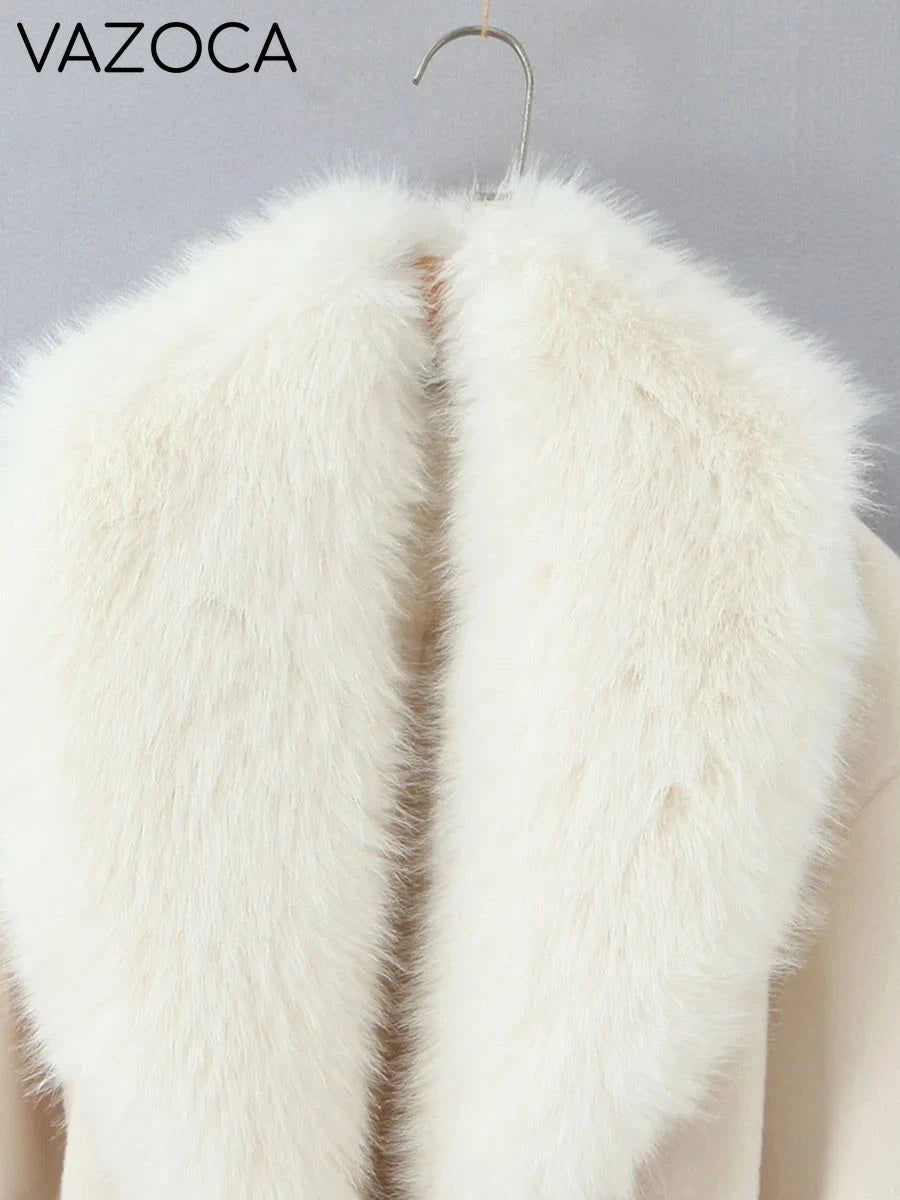 Fur Collar Elegant Trench Coat