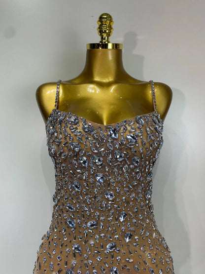 Zoey Rhinestone Mesh Mini Dress
