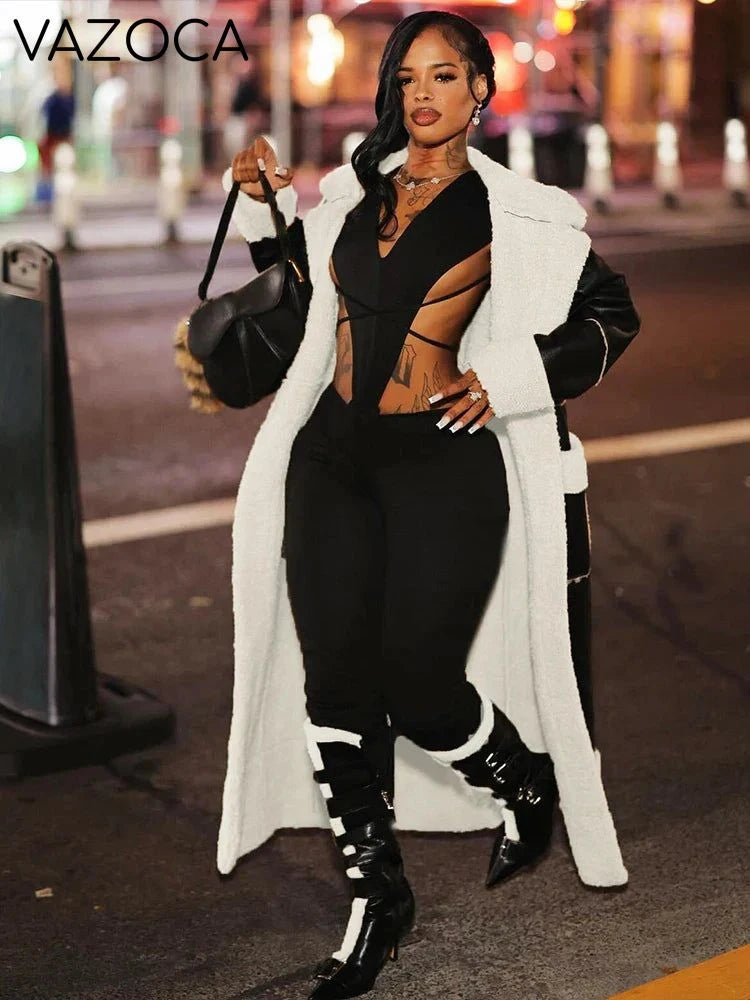 Faux Leather Trench Coat