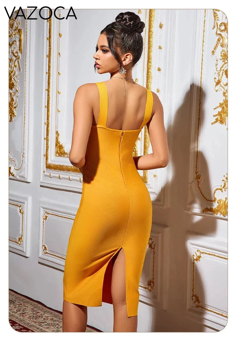 Vibrant Orange Bodycon Bandage Dress
