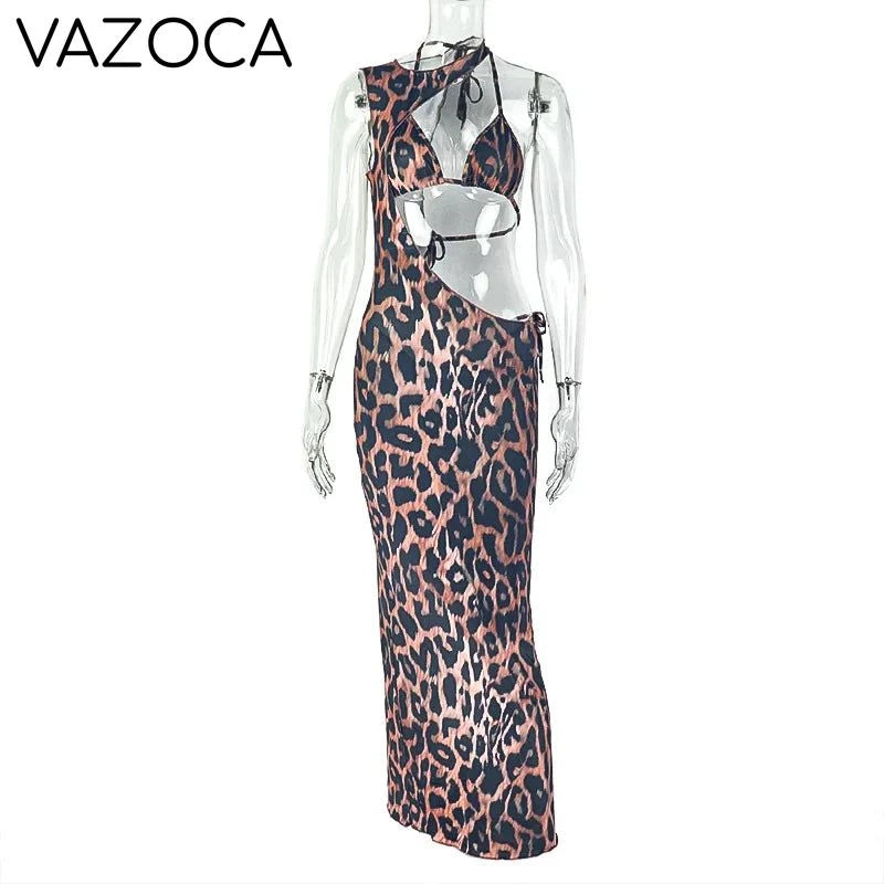Cancun Leopard Maxi Dress Set