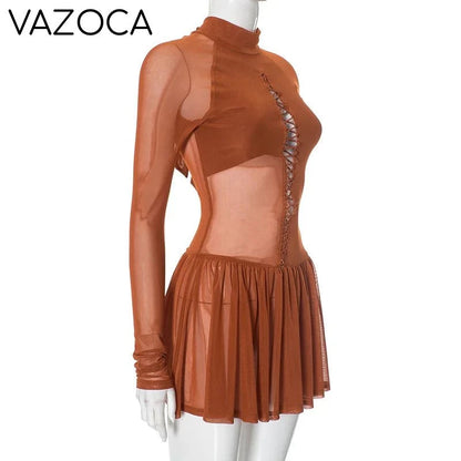 Shirring Pleated Mini Dress