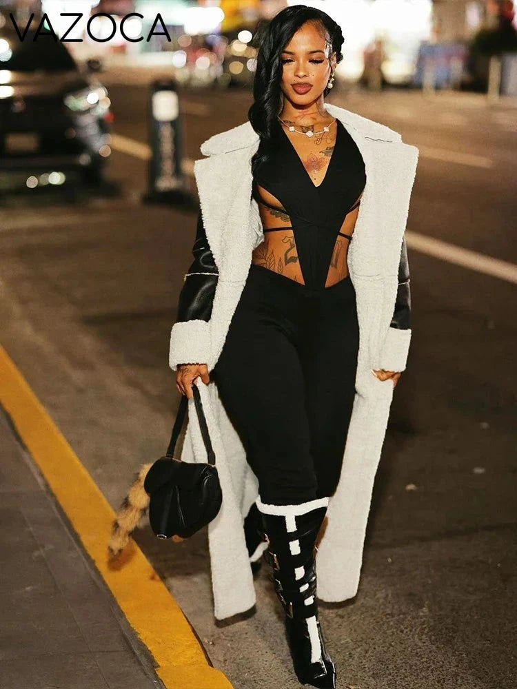 Faux Leather Trench Coat