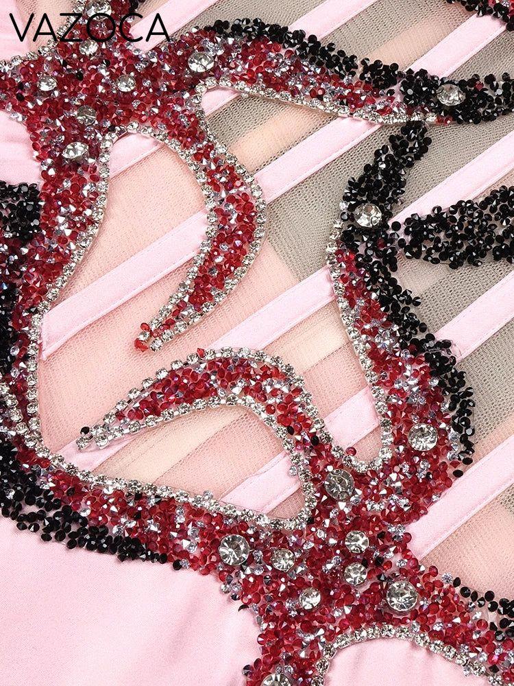 Sequins Diagonal Collar Cocktail Dress