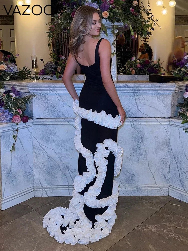 Artistic Gown Ruffled Maxi Dress