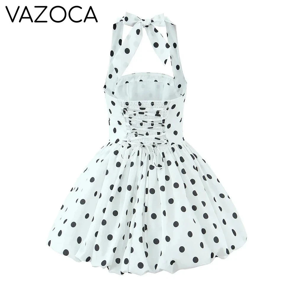 Polka Dot Puff Mini Dress