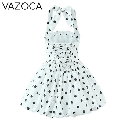 Polka Dot Puff Mini Dress