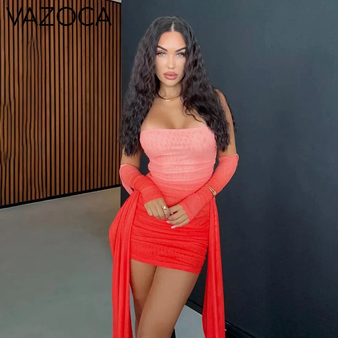 Mesh Drama Sleeve Dress
