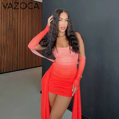 Mesh Drama Sleeve Dress