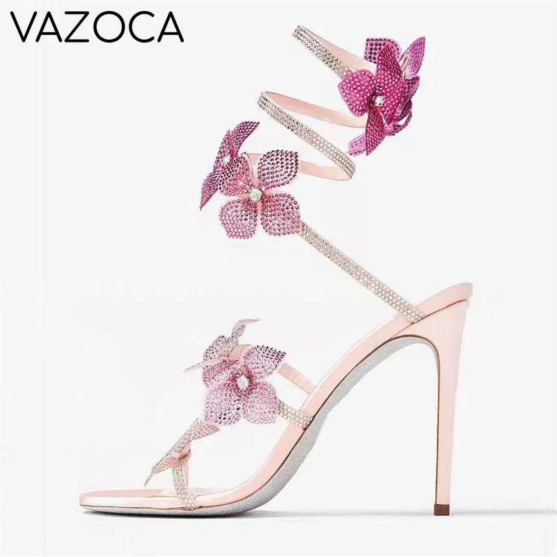 Flower Embellished High Heels