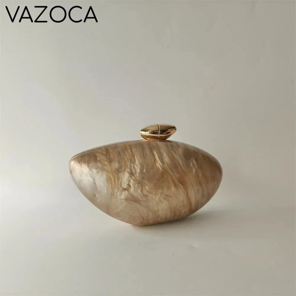 Shell Pearl Marble Clutch Purse
