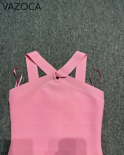 Pink Bodycon Bandage Mini Dress