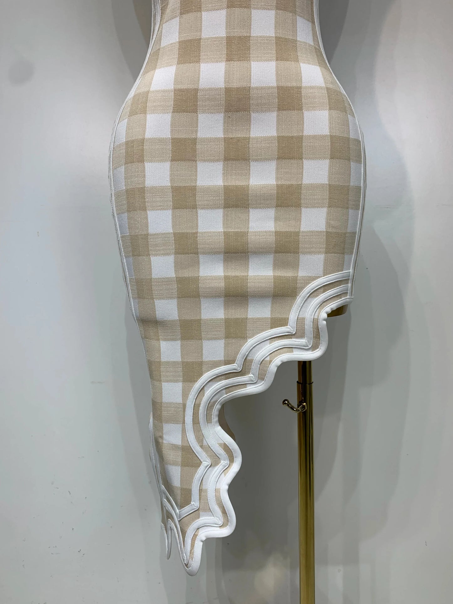Plaid Asymmetrical Bandage Dress