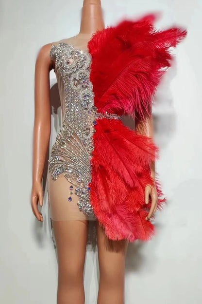 Matilda Velvet Feather Mini Dress