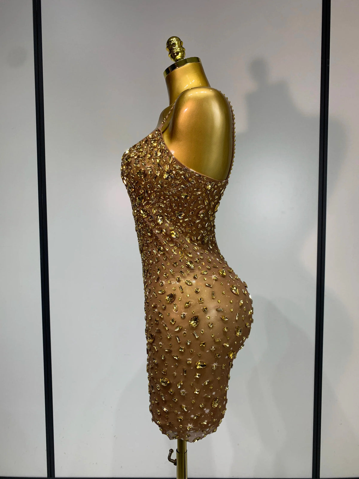 Zoey Rhinestone Mesh Mini Dress