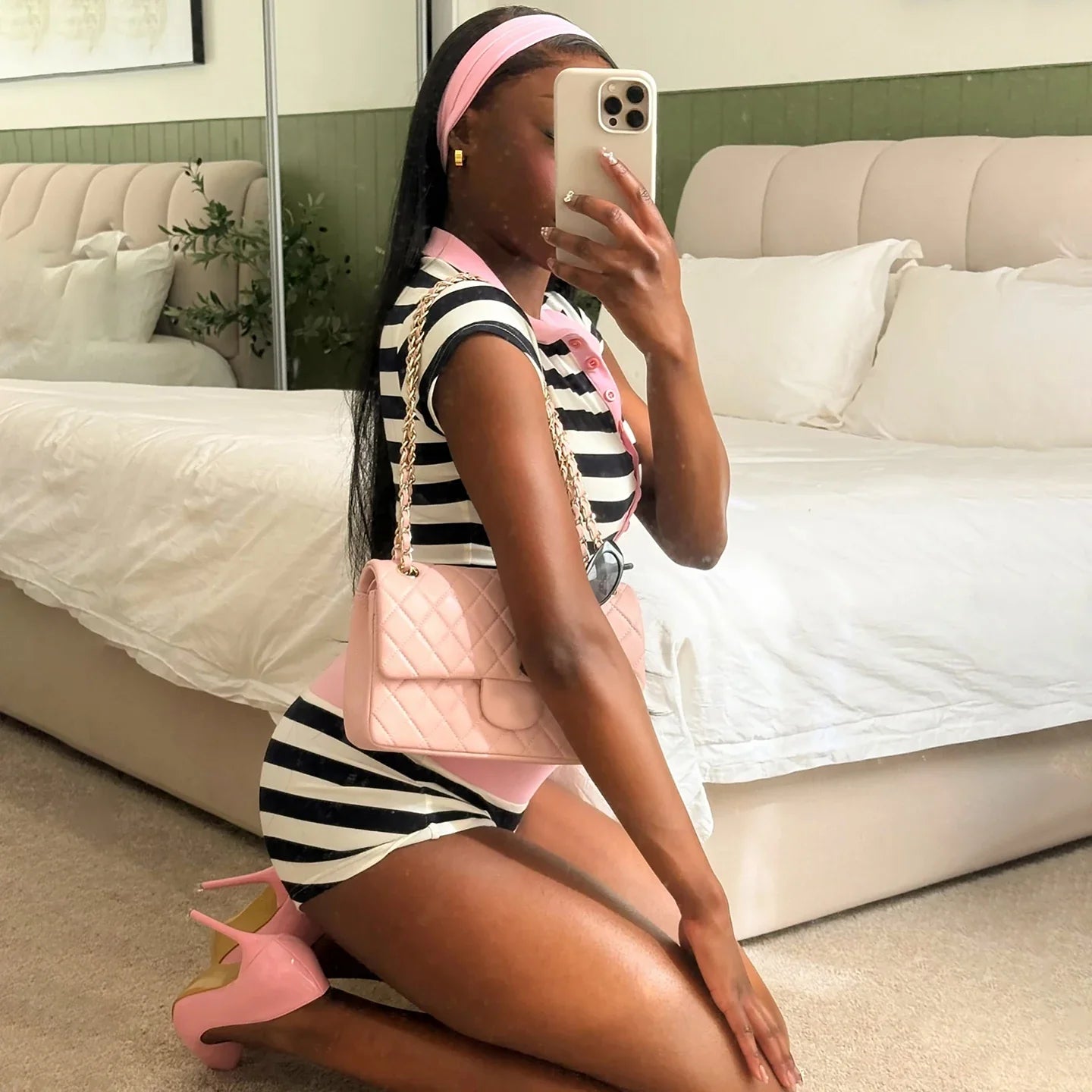 Striped Polo Shorts Set