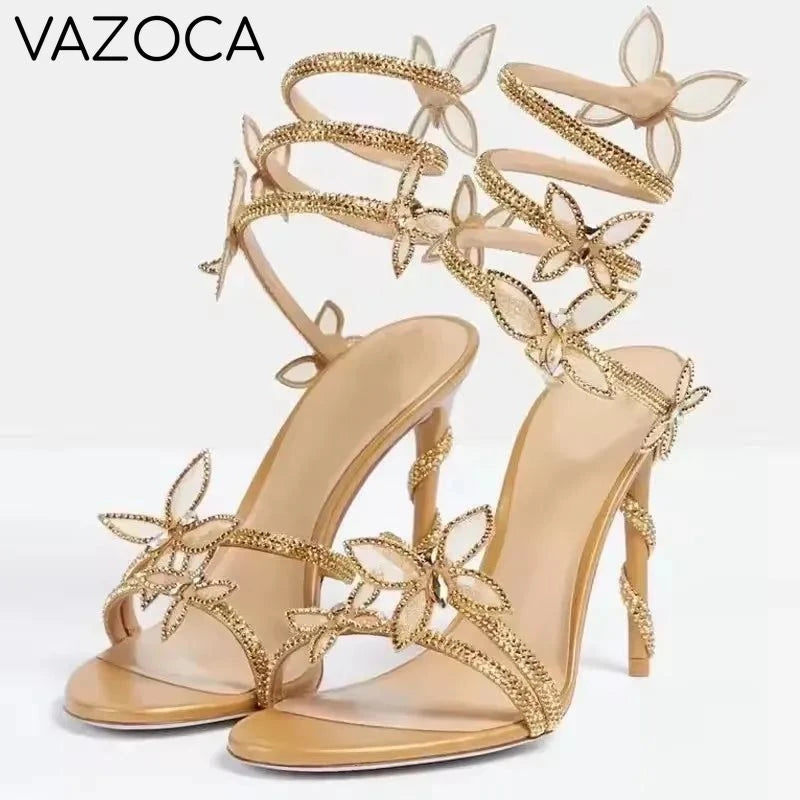 Flower Embellished High Heels