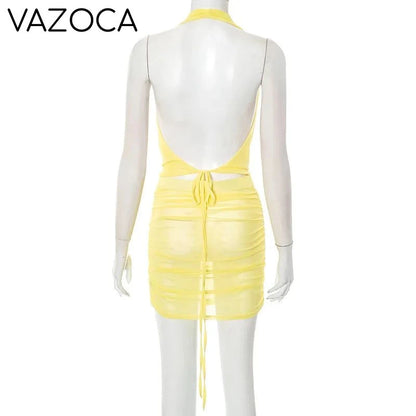 Michella Sheer Pleated Mini Dress