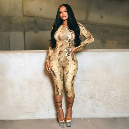 Snakeskin Long Sleeve Capri Set