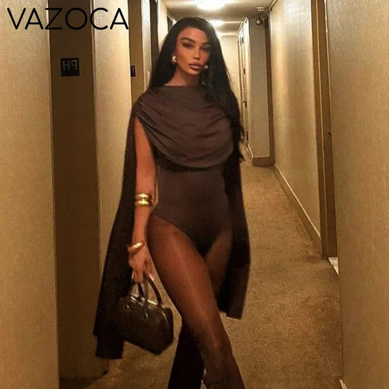 Draped Cape Bodysuit