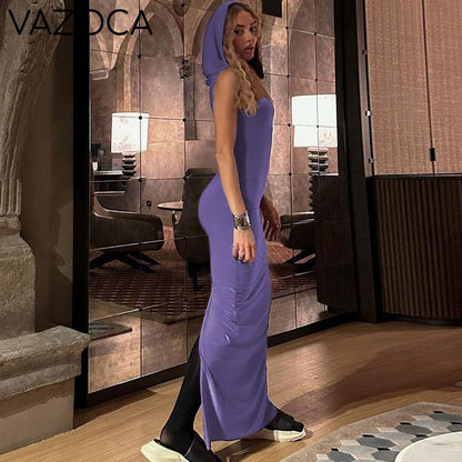 Sleeveless Hooded Maxi Dress