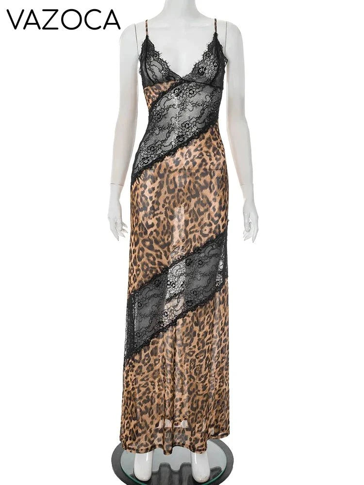 Jeni Mesh Leopard Dress
