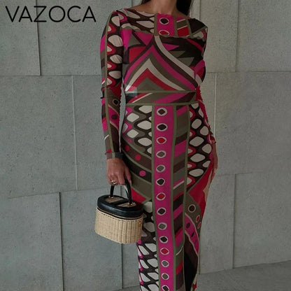 Geometric Glam Maxi Dress
