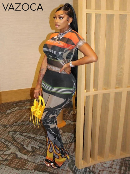 New Flame Mesh Pants Set