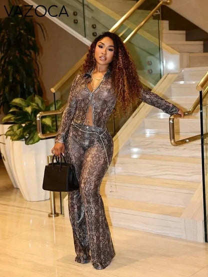 Snake Print Mesh Set