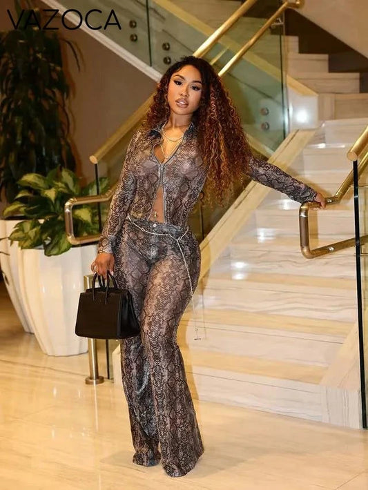 Snake Print Mesh Set