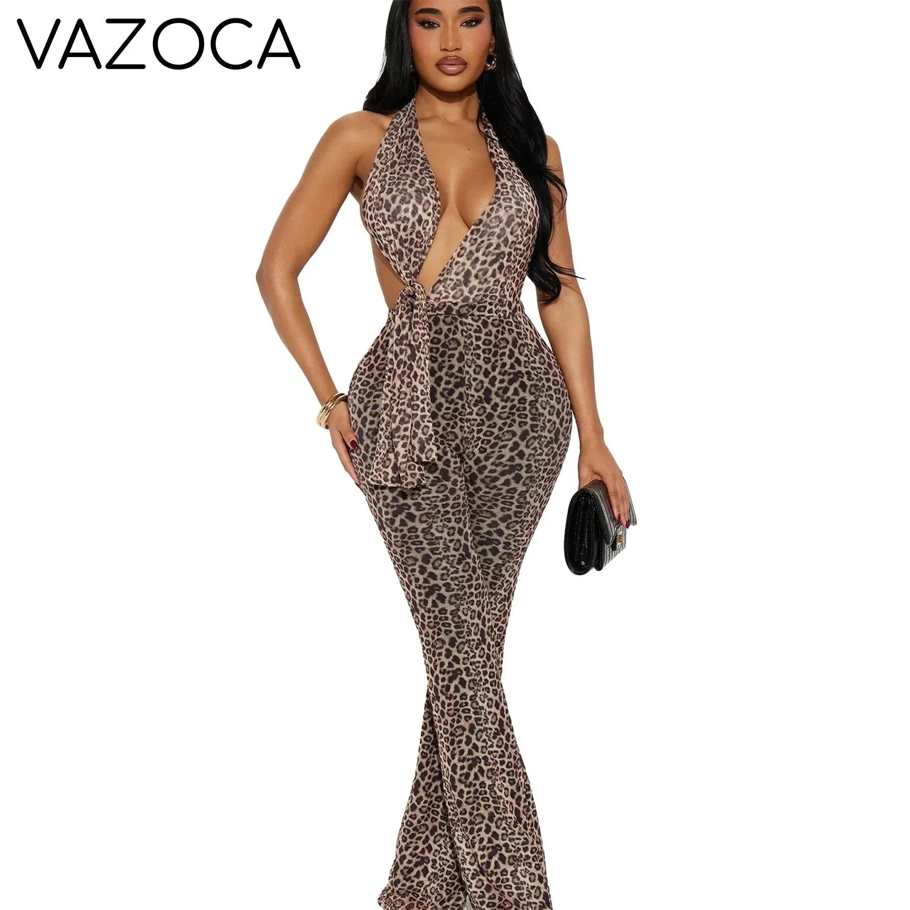 Anaila Leopard Print Jumpsuit Brown -1