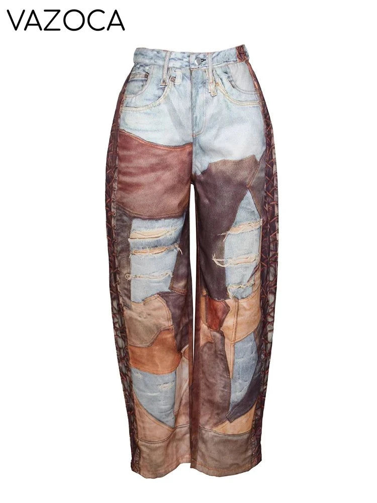 Leather 3D Print Pants