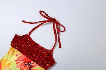 Floral Sequin Mini Dress