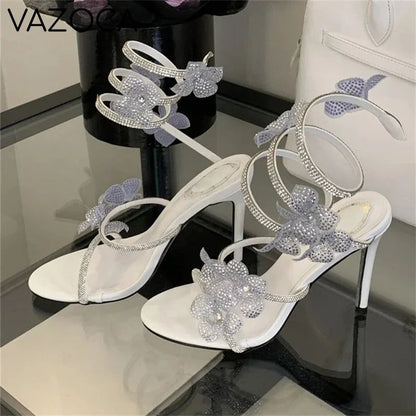 Flower Embellished High Heels