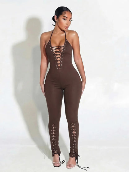 Olina Lace Up Jumpsuit