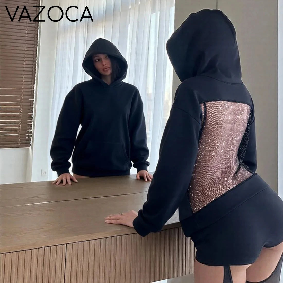 Crystal Mesh Back Hoodie