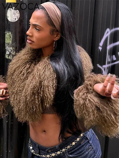 Fur V-Neck Crop Top