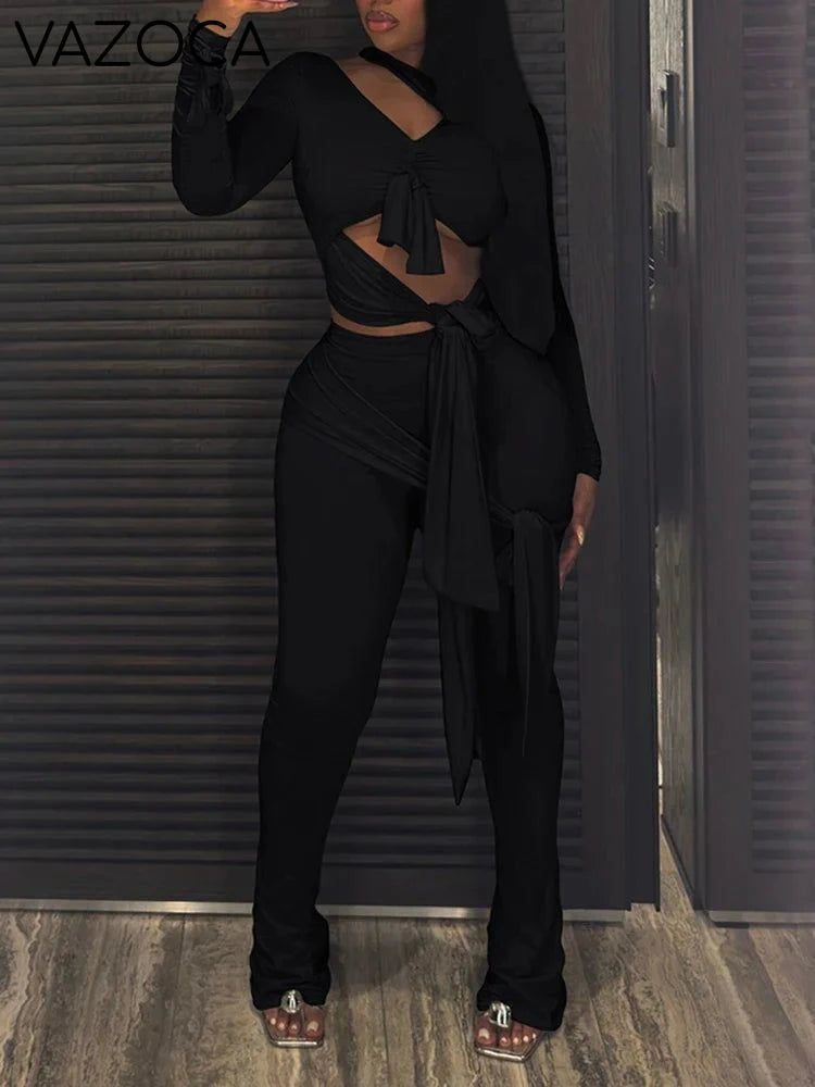 Multi Knot Flare Tassel Pants Set