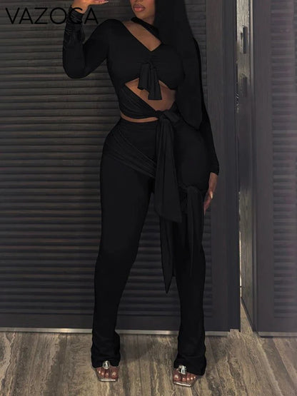 Multi Knot Flare Tassel Pants Set