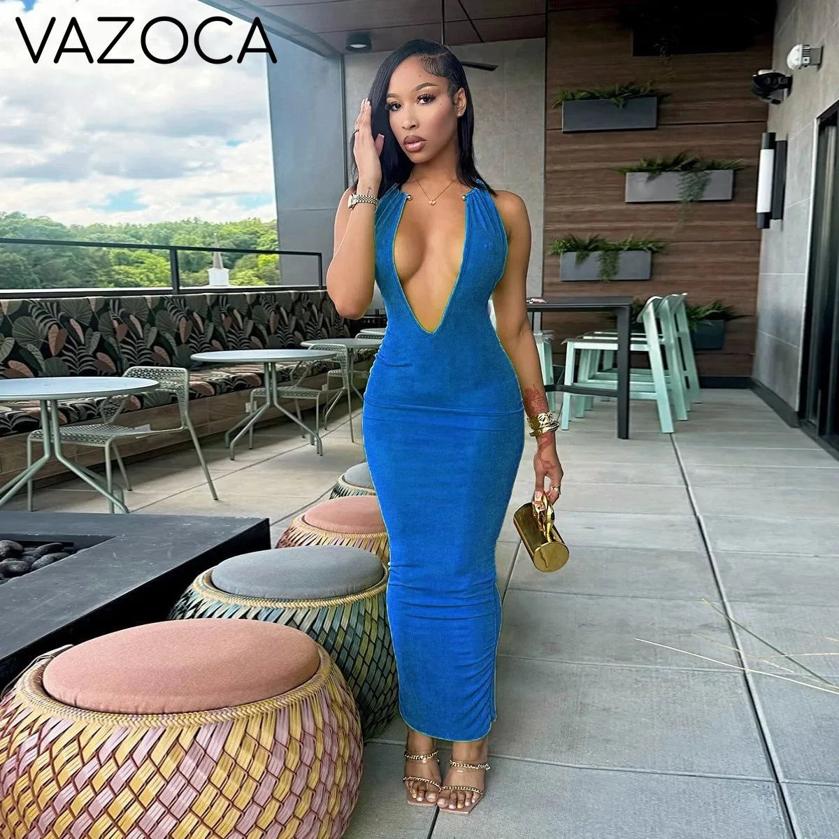 Metallic Chain Maxi Dress