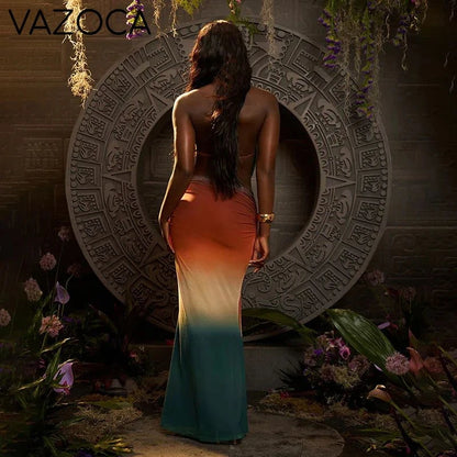 Draped Contrast Halter Set