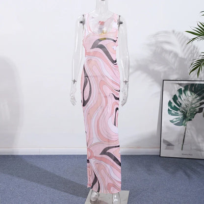 Marian Sheer Mesh Maxi Dress