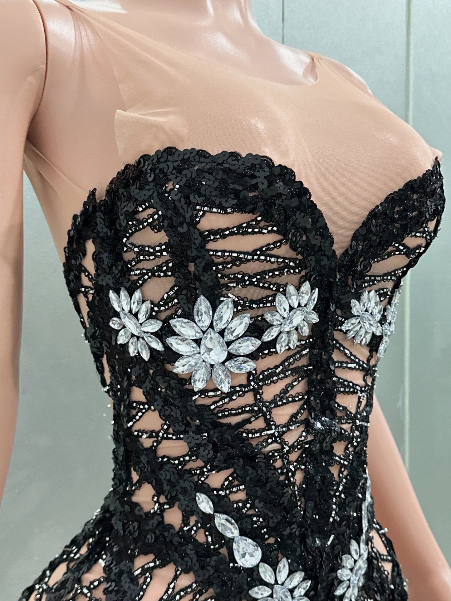 Goddess Sequin Embroidered Mini Dress