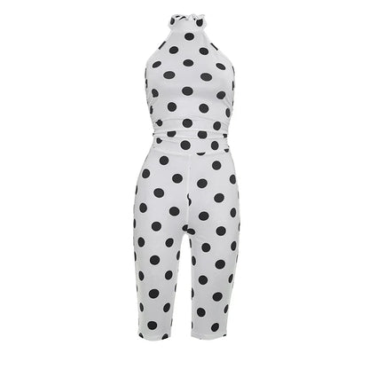 Polka Dot Print Romper +Headscarf